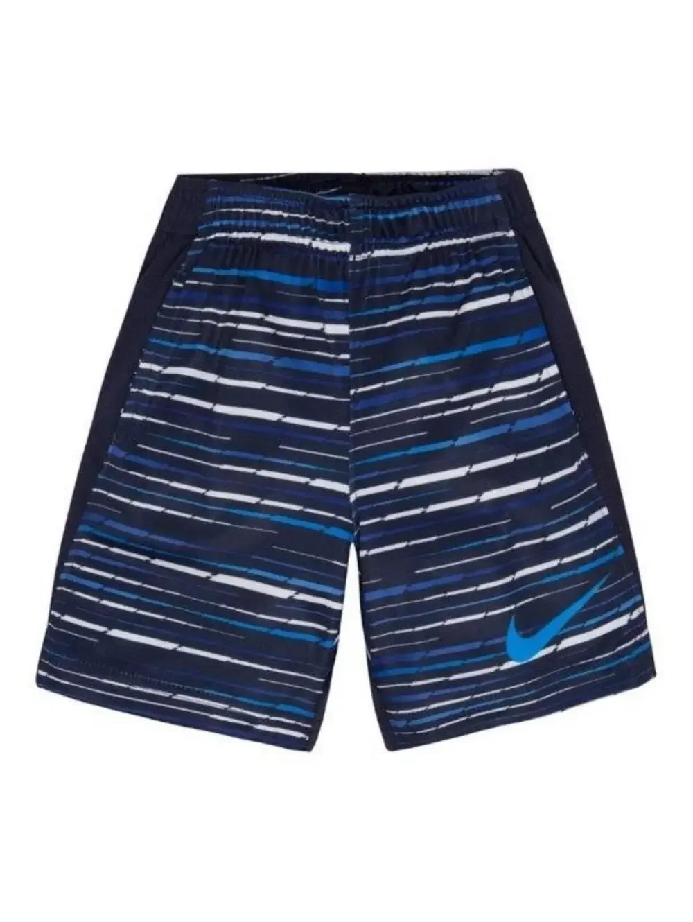 Nike Shorts Boys 4 Blue Striped Elastic Drawstring Waist Dri Fit Athletic